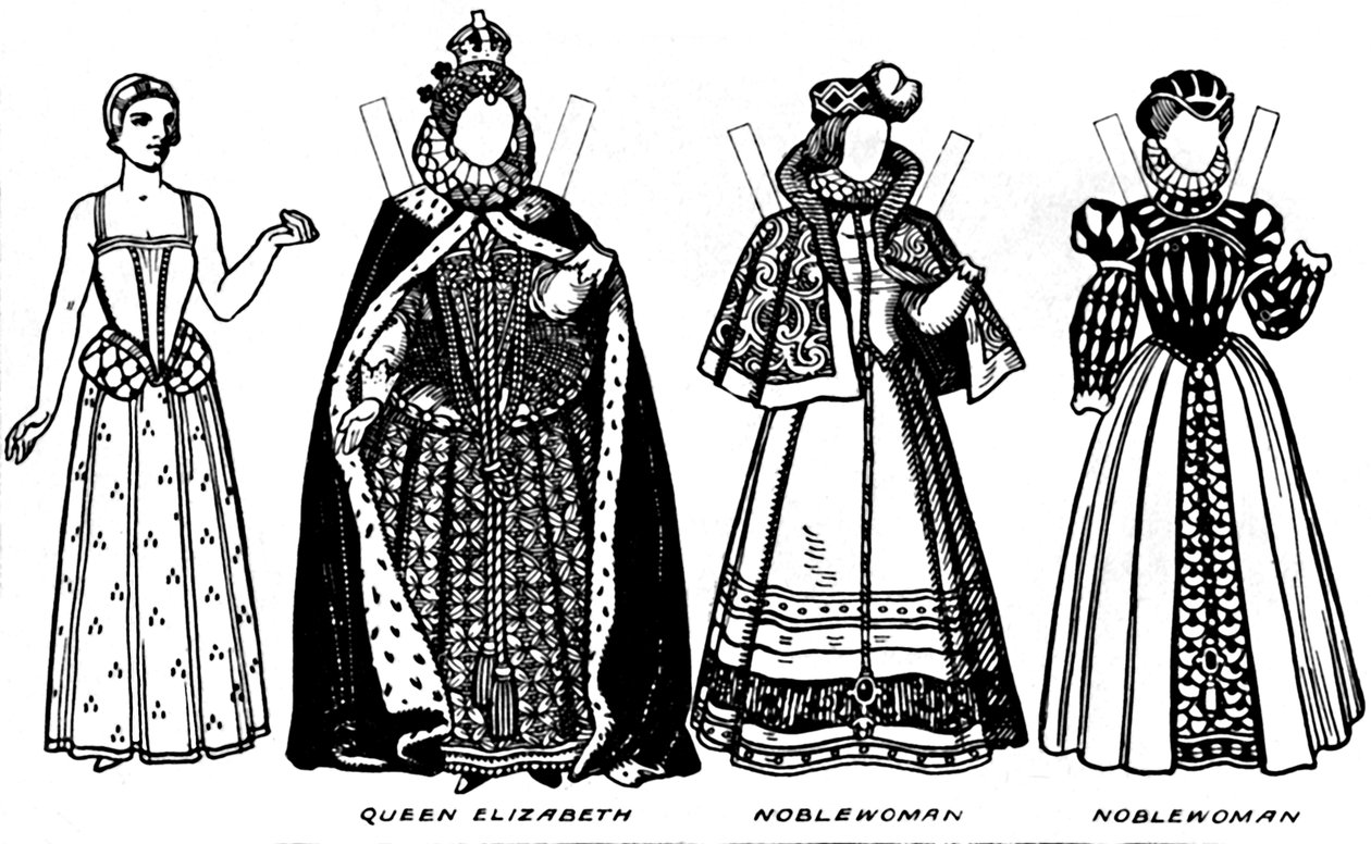 The Gallery of Historic Costume: Nogle af kjolerne båret i Elizabeths regeringstid, c1934 af Unbekannt