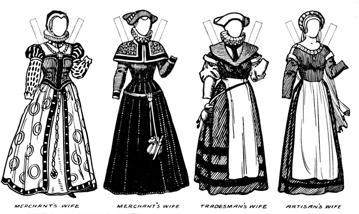 The Gallery of Historic Costume: Nogle af kjolerne båret i Elizabeths regeringstid, c1934 af Unbekannt