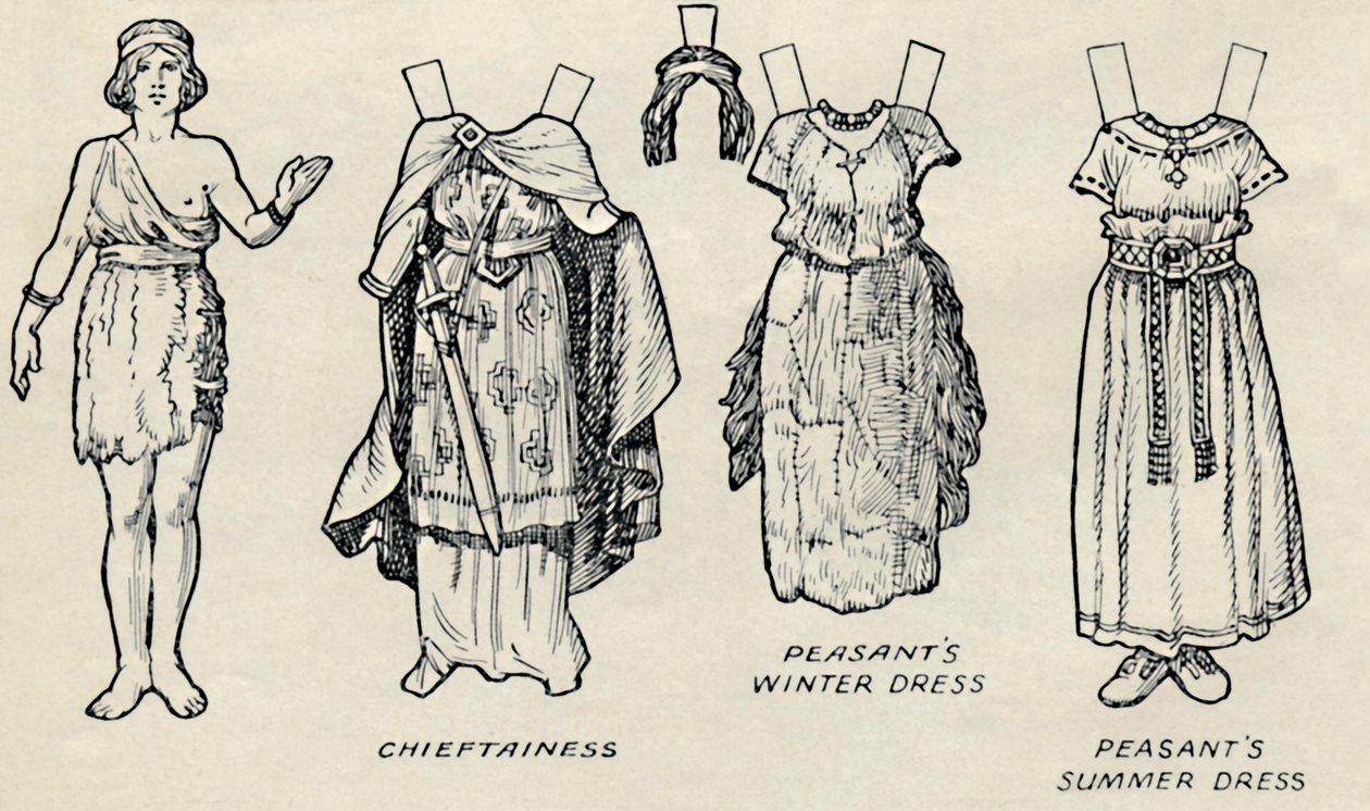 Galleriet for historiske kostumer: Hvad briterne og romerne plejede at bære, c1934 af Unbekannt