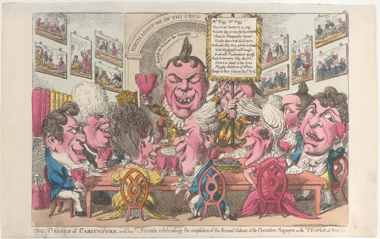 Karikaturens geni og hans venner, der fejrer afslutningen af Secon..., 2. juli 1808. af Unbekannt