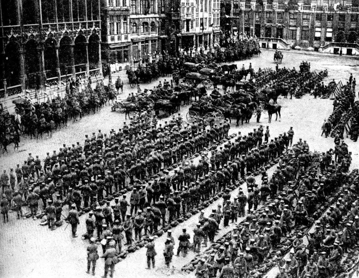 Den tyske hær i Bruxelles, Første Verdenskrig, 1914 af Unbekannt