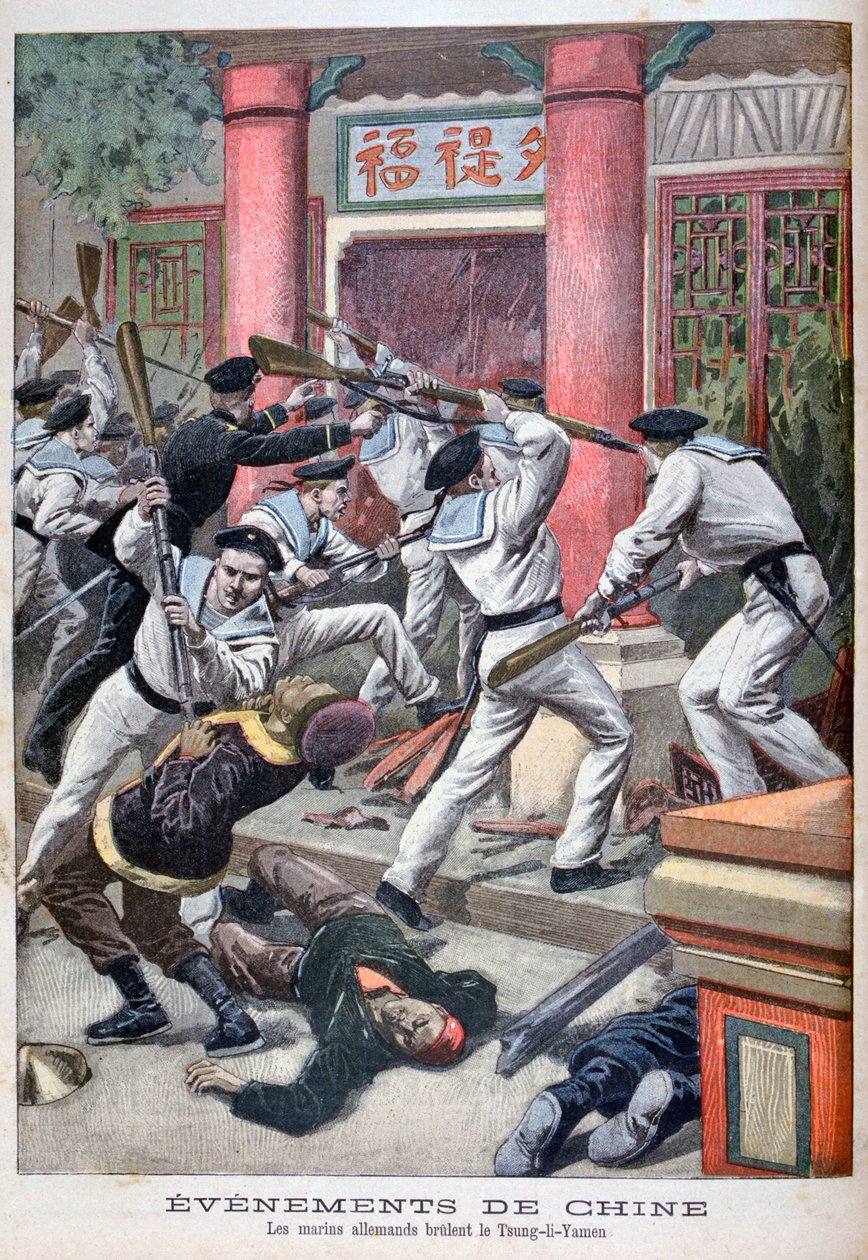 De tyske sømænd brænder Tsung-Li-Yamen, 1900 af Unbekannt