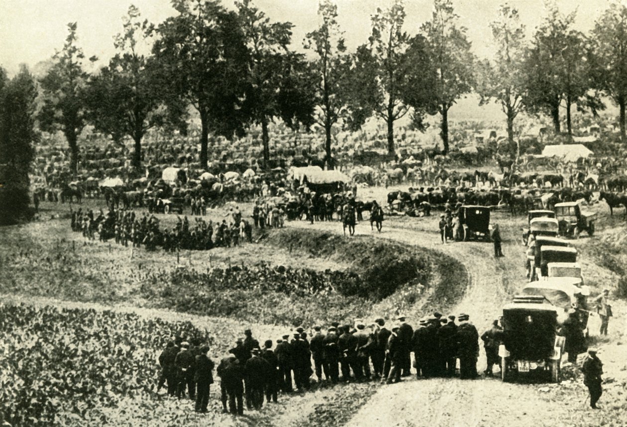 Tyskerne arresterer civile i Visé i Belgien, august 1914, c1920. af Unbekannt
