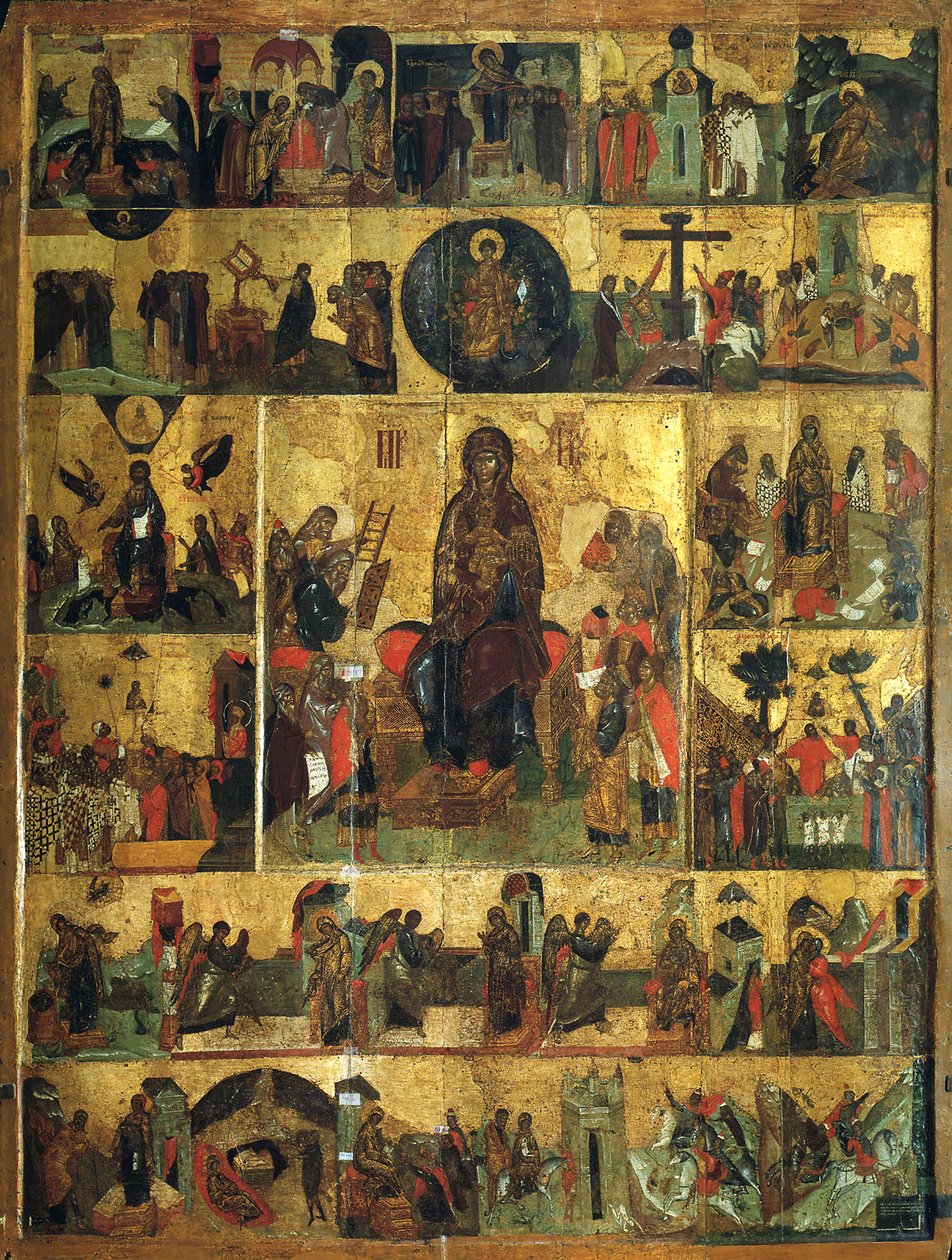 The Glorification of the Virgin, Akathist Hymne to the Allerhelligste Theotokos, 1300-tallet af Unbekannt