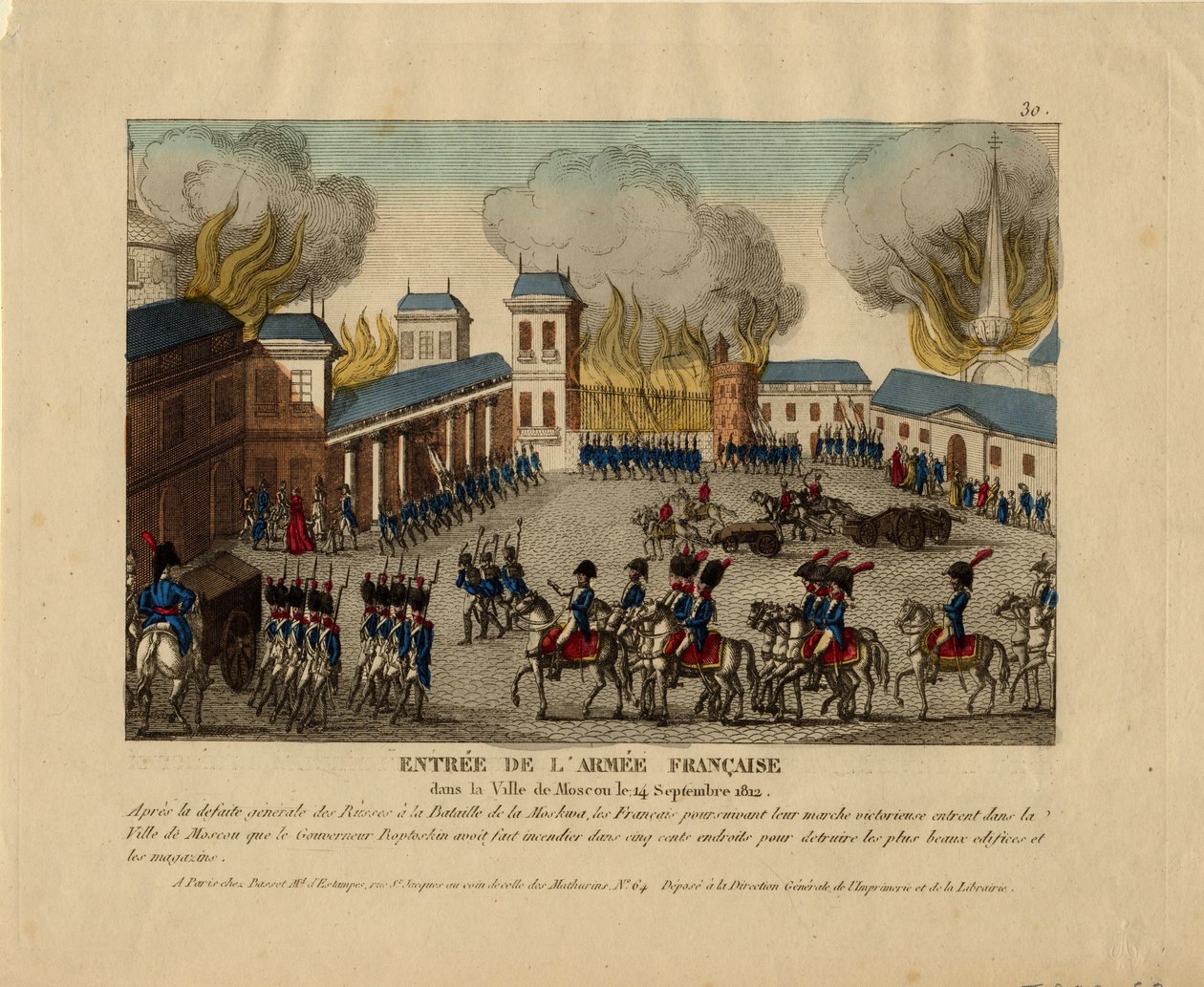 Grande Armée kommer ind i byen Moskva, 1812 af Unbekannt