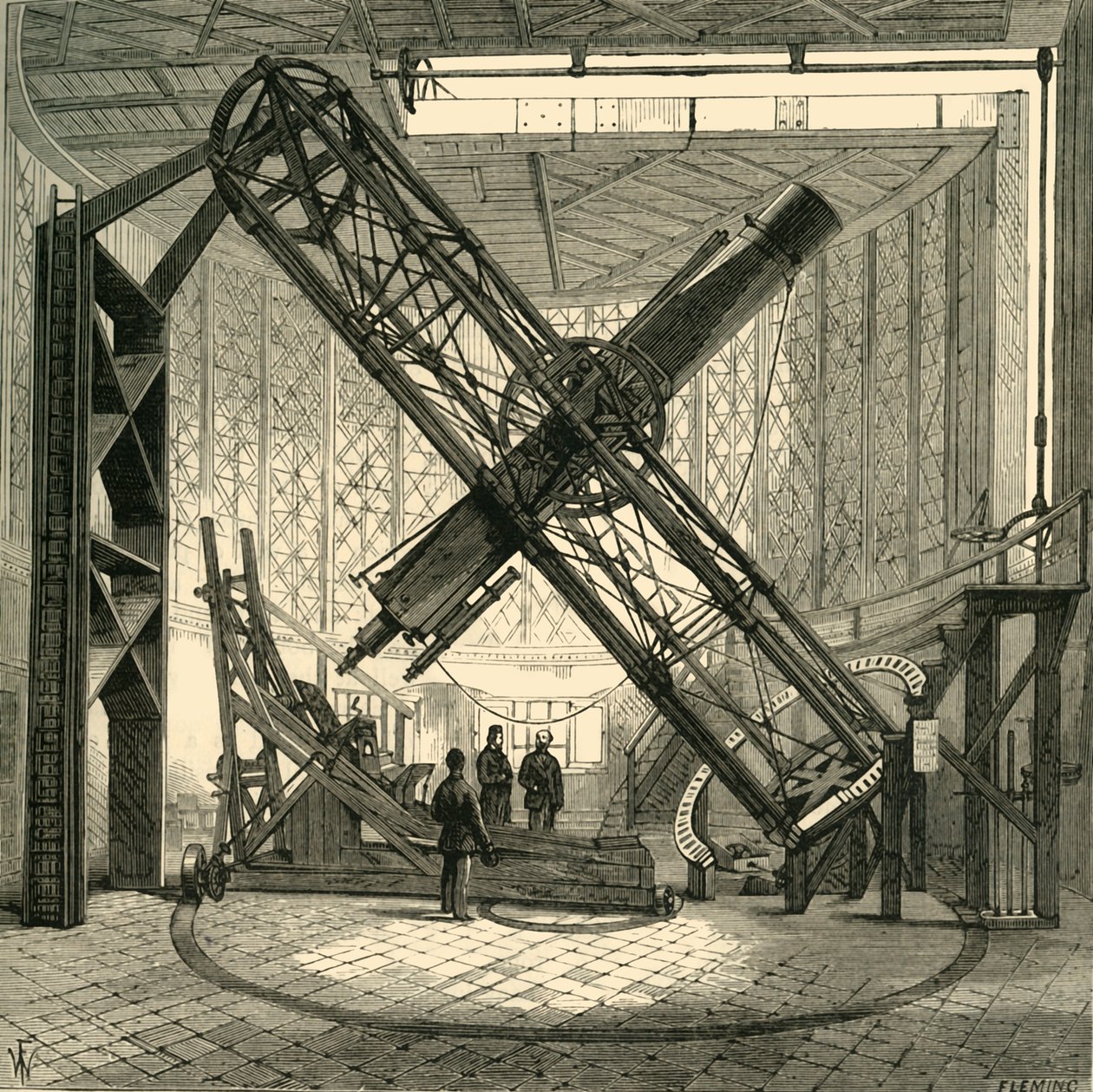 Det Store Ækvatoriale Teleskop i Dome, Greenwich Observatory, c1878. af Unbekannt