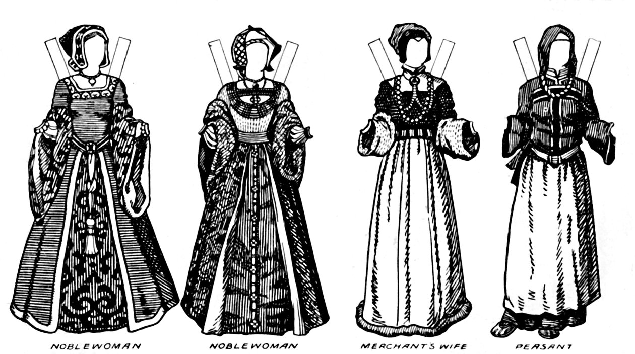 The Great Gallery of British Costume: Kjole båret i Henry The Eighths Time, c1934 af Unbekannt