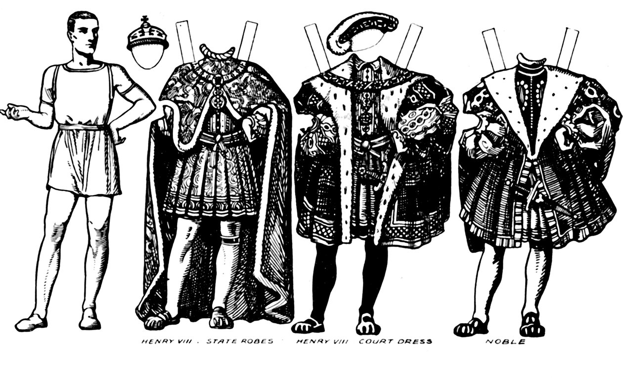 The Great Gallery of British Costume: Kjole båret i Henry The Eighths Time, c1934 af Unbekannt