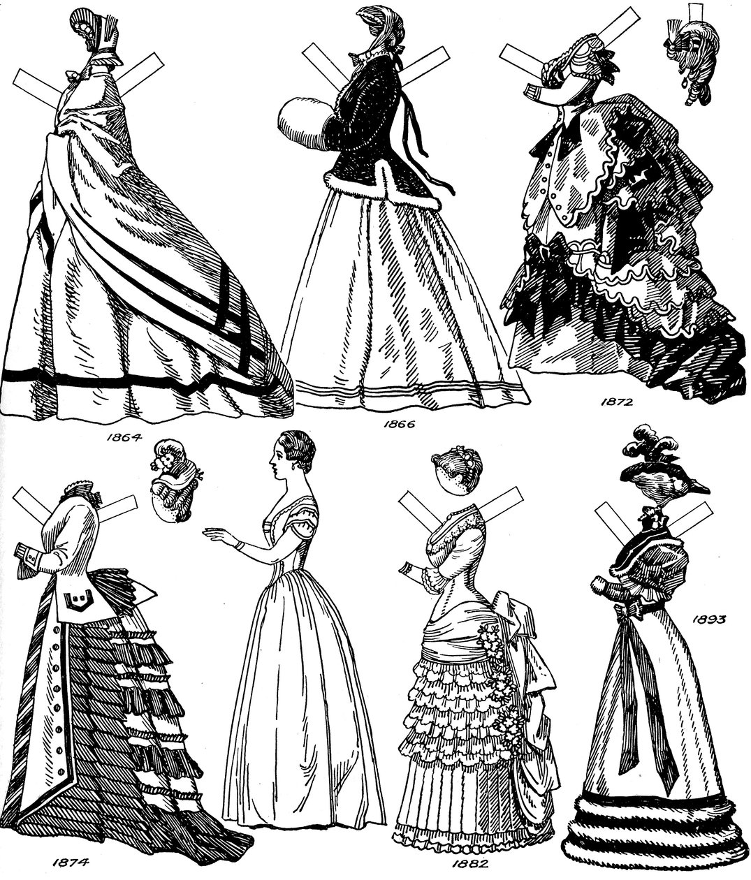 The Great Gallery of British Costume: Nogle kvindemoder fra 1843 til 1893, c1934 af Unbekannt