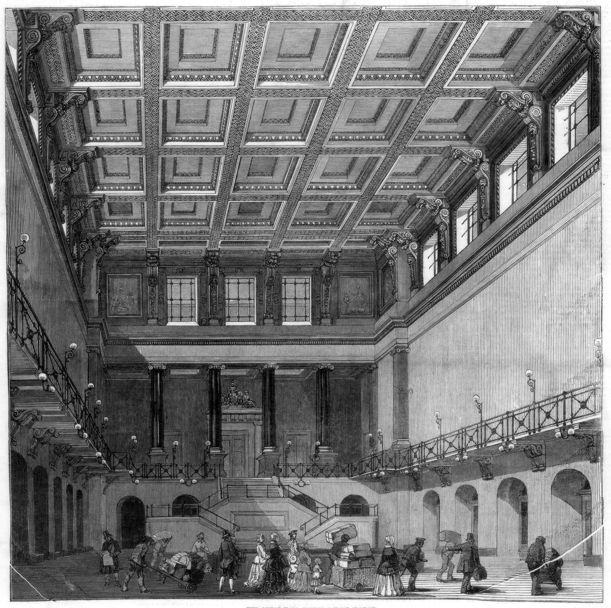 The Great Hall, Euston Square station, 1849 af Unbekannt