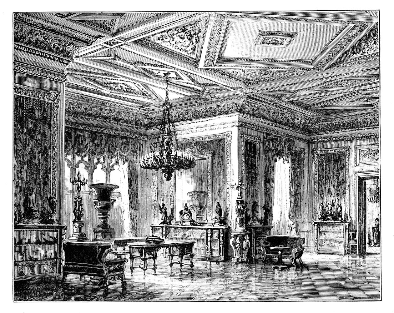 The Green Drawing Room, Windsor Castle, c1888 af Unbekannt