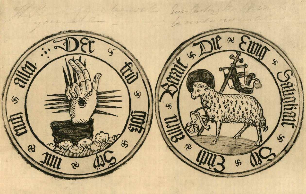 Guds hånd og Agnus Dei, 1915. af Unbekannt