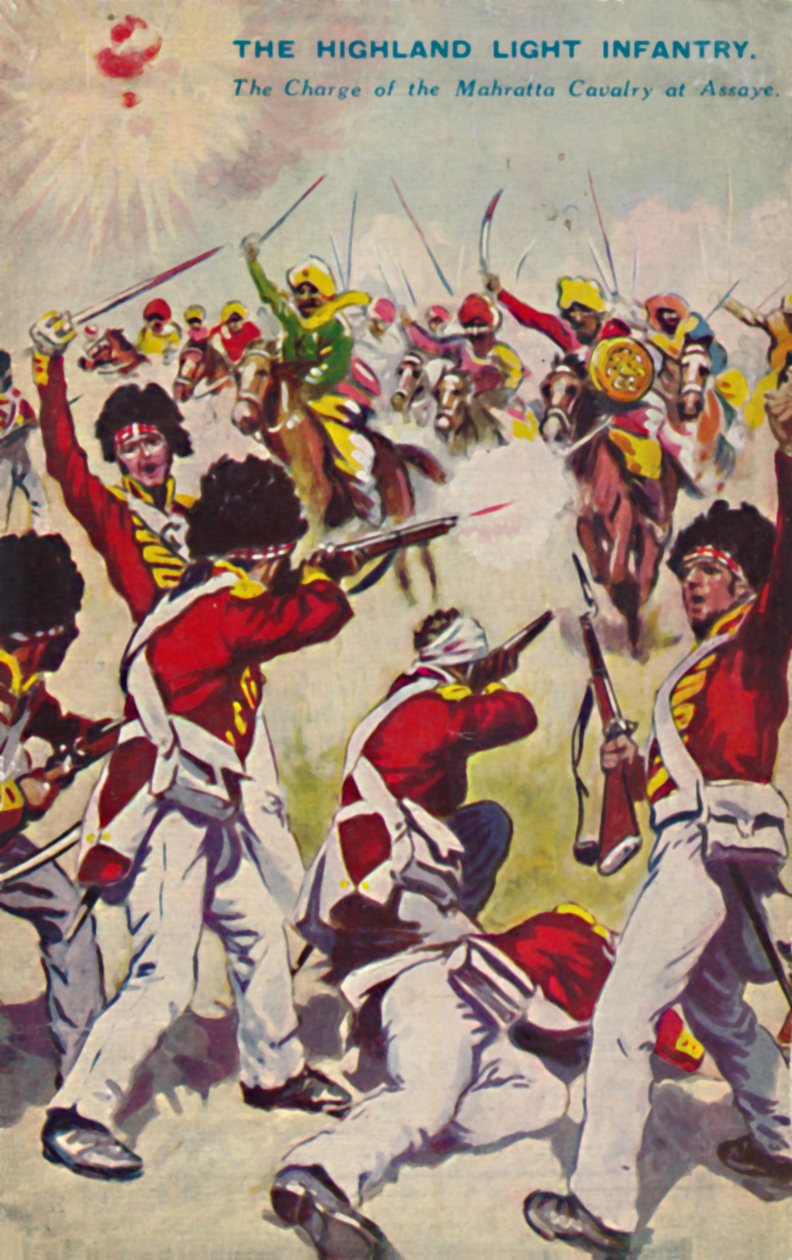 Highland Light Infantry. Anklagen for Mahratta-kavaleriet ved Assaye, 1803, 1939 af Unbekannt
