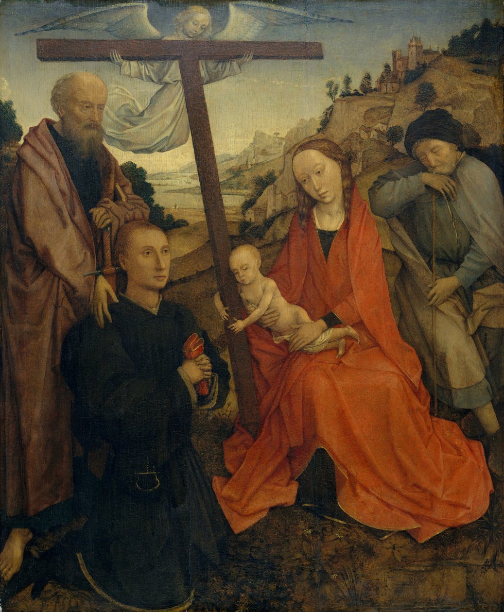 Den hellige familie med Saint Paul og en donor. af Unbekannt