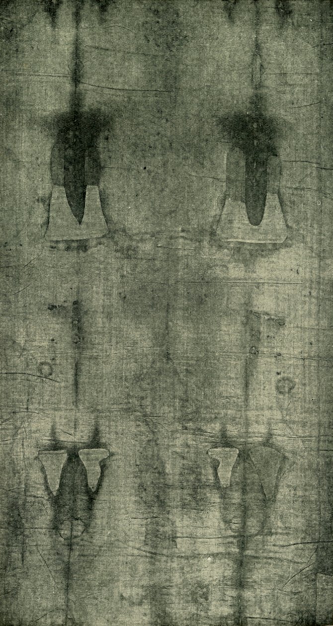 The Holy Shroud - Aftryk af kroppen set bagfra, 1902. af Unbekannt