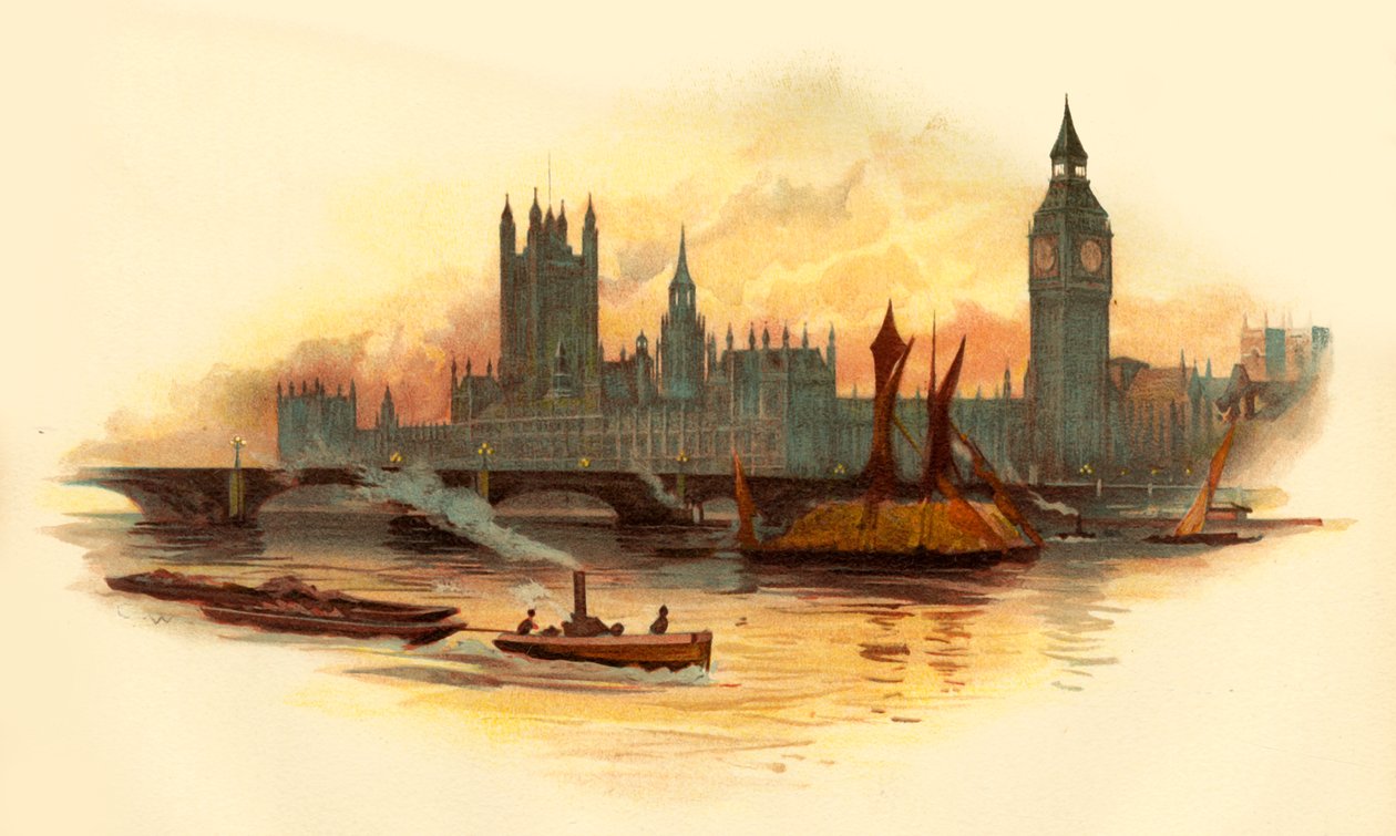 The Houses of Parliament, Westminster, London, c1890. af Unbekannt