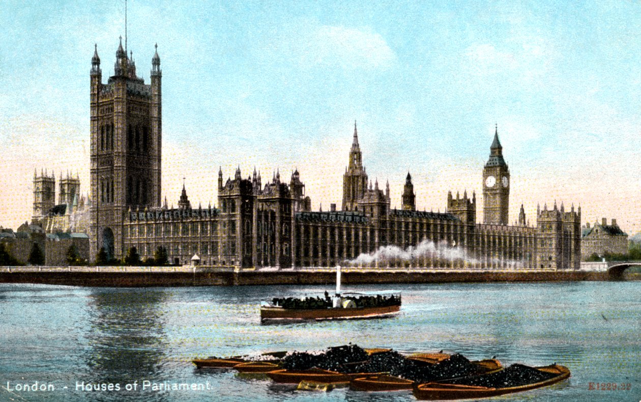 The Houses of Parliament, Westminster, London, begyndelsen af det 20. århundrede af Unbekannt