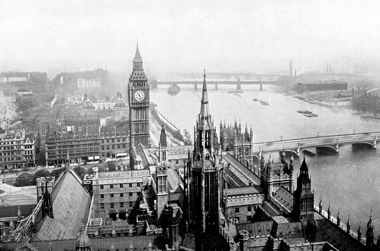 The Houses of Parliament, set fra Victoria Tower, Westminster, London, c1905 af Unbekannt