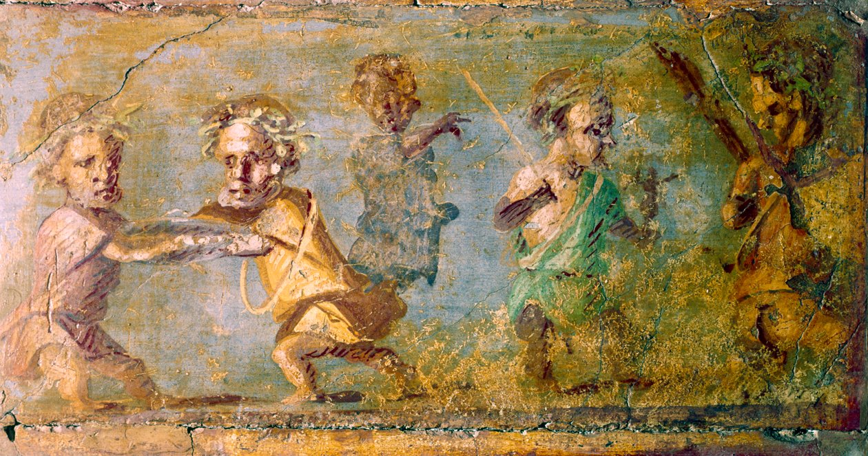 Dværgenes jagt, fresko fra Pompeji, 1. århundrede f.Kr.-1. århundrede e.Kr. af Unbekannt