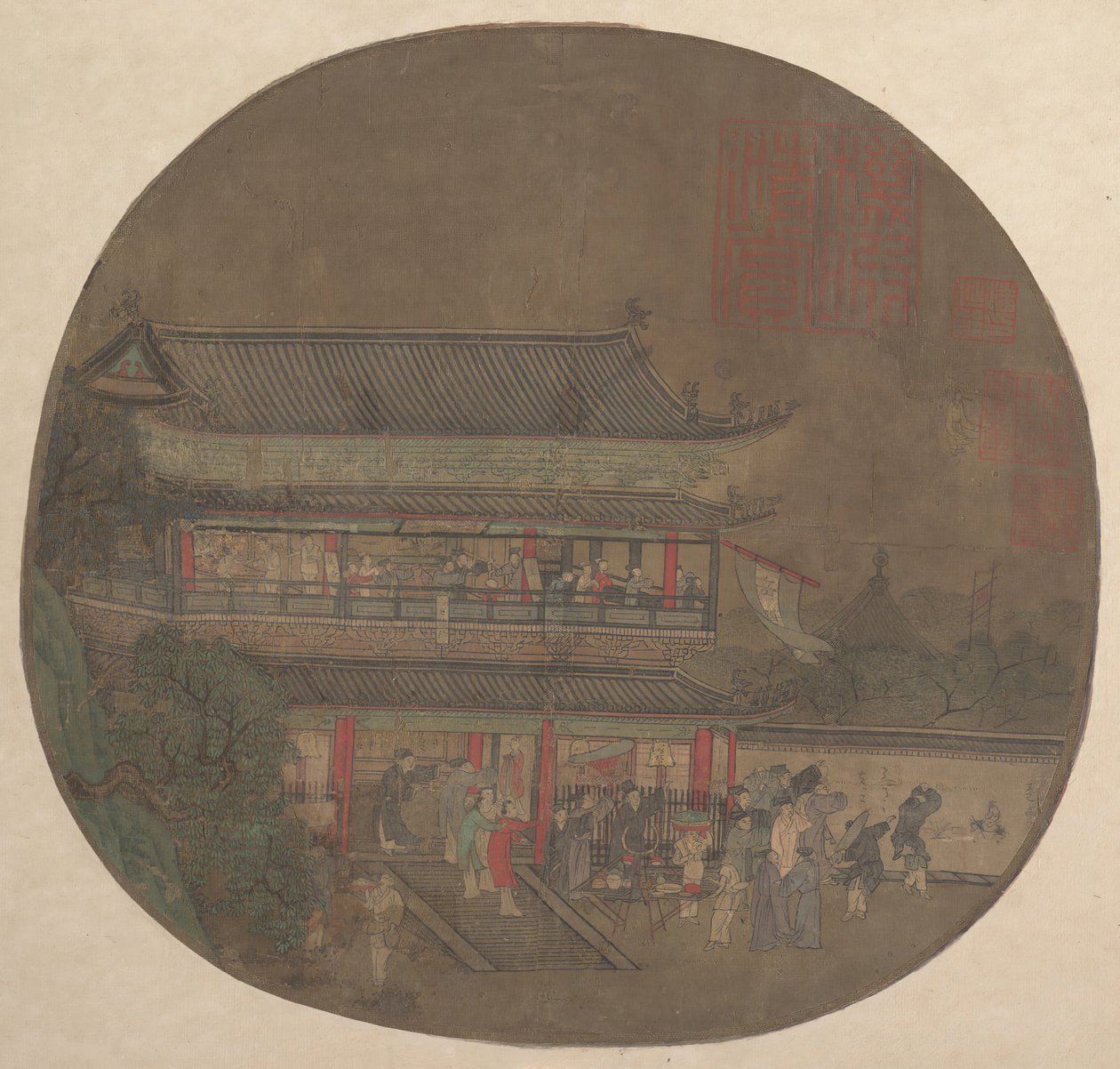 Den udødelige Lü Dongbin dukker op over Yueyang-pavillonen, slutningen af det 13.-begyndelsen af det 14. århundrede. af Unbekannt