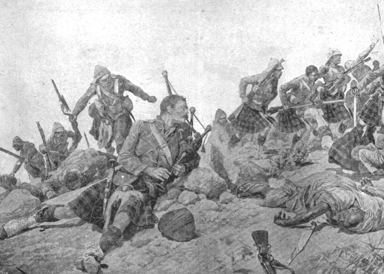Den indiske grænsekrig, 1897: Stormen af Dargai Ridge af Gordon Highlanders, oktober af Unbekannt