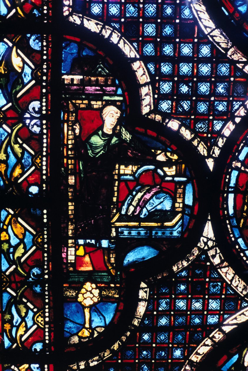 Kroen, farvet glas, Chartres Cathedral, Frankrig, 1205-1215 af Unbekannt