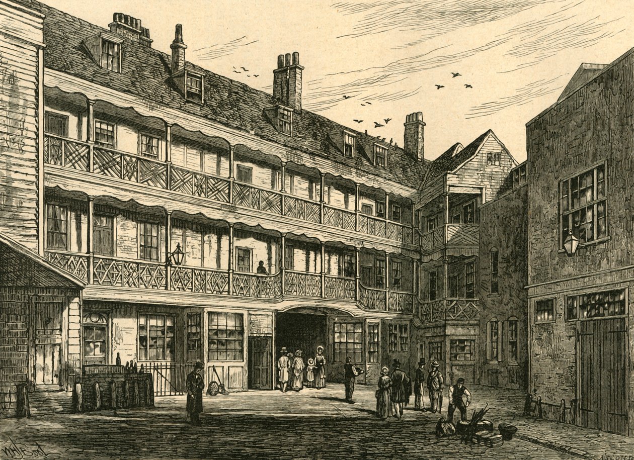 Den indre gård i den gamle Belle Sauvage., 1897. af Unbekannt