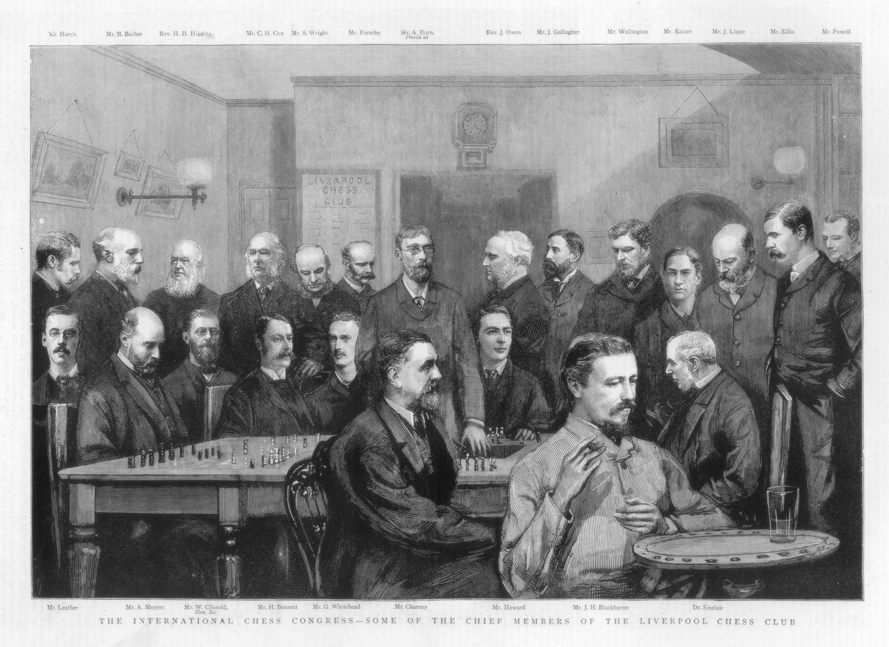 Den internationale skakkongres - nogle af hovedmedlemmerne af Liverpool Chess Club, 1890 af Unbekannt