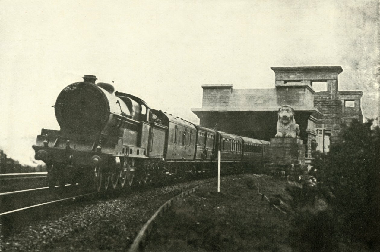 Den irske post forlader Menai-broen, c1930. af Unbekannt