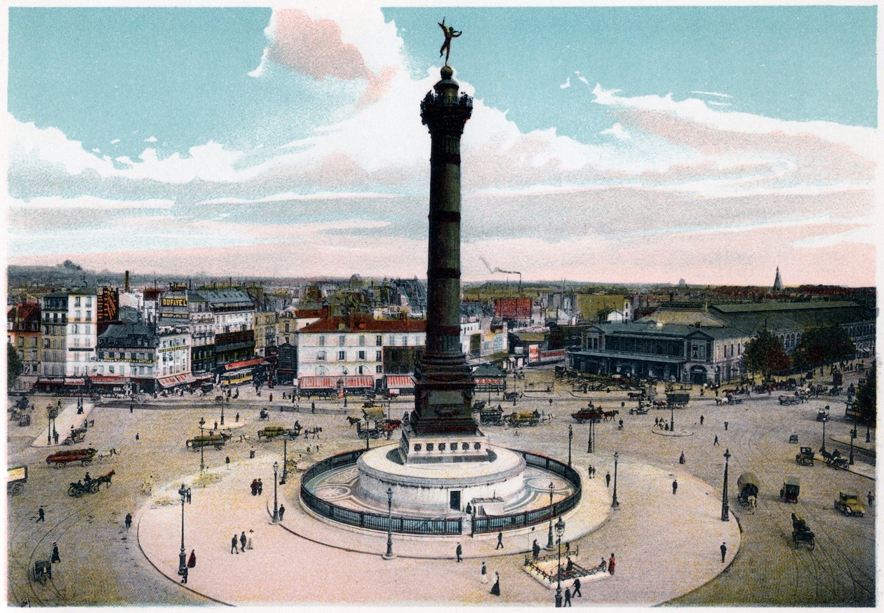 Julisøjlen på Place de la Bastille, Paris, ca. 1900 af Unbekannt