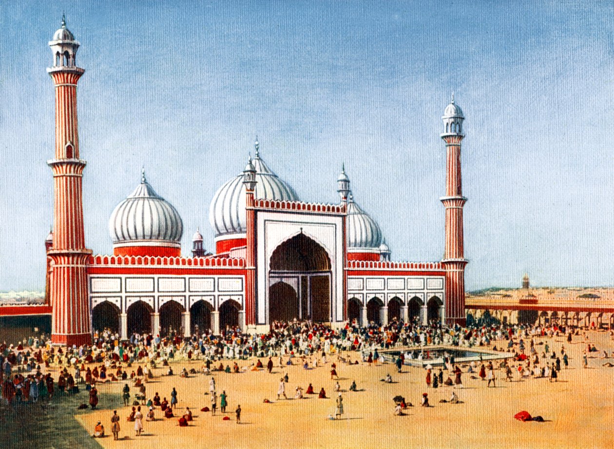 The Jumma Musjid, Delhi, Indien, begyndelsen af det 20. århundrede af Unbekannt
