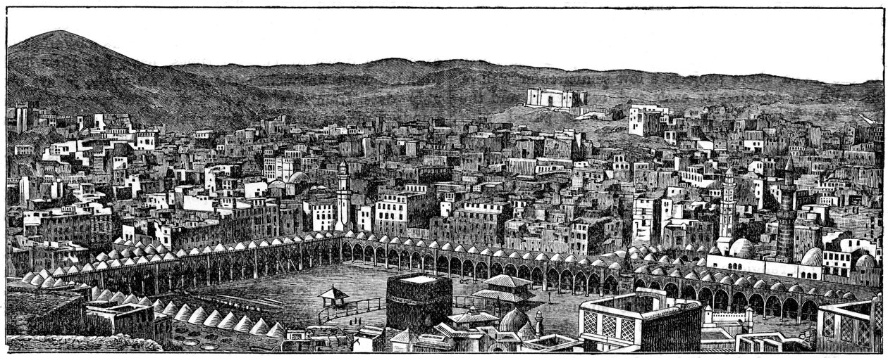 Kabaen, Masjid al-Haram-moskeen, Mekka, 1877 af Unbekannt