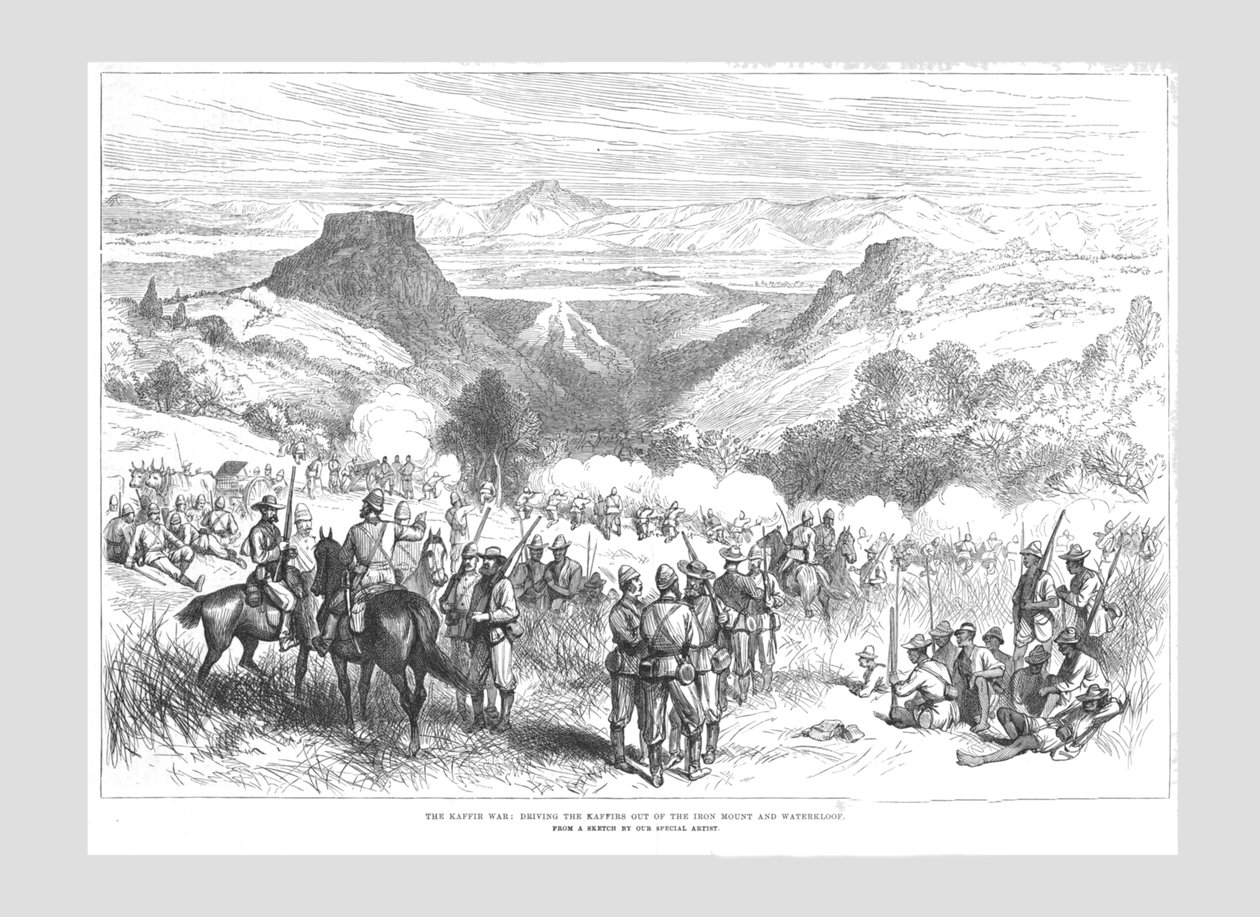 Kaffirkrigen - At drive kaffirerne ud af Iron Mount og Waterkloof, 1878. af Unbekannt
