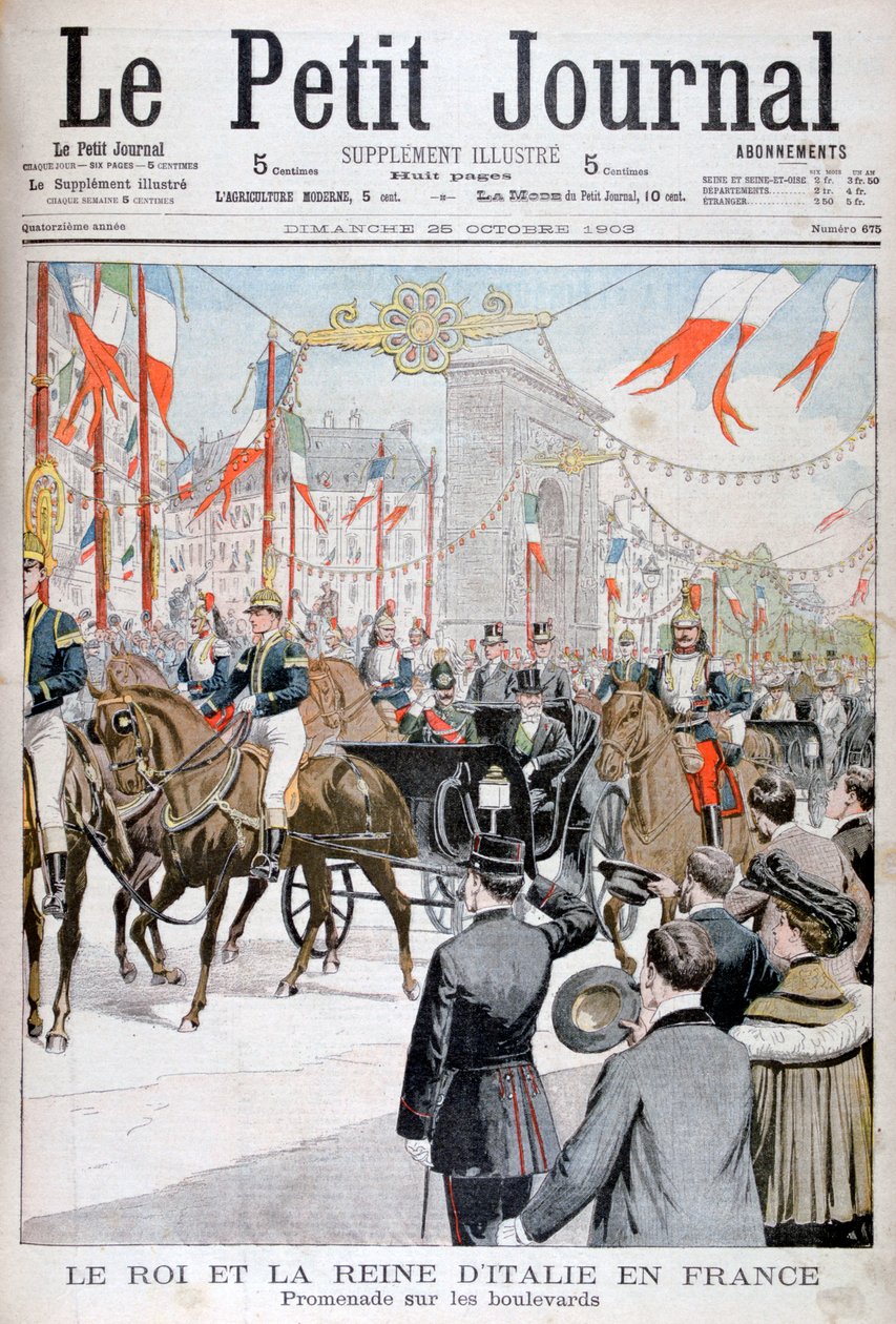 Kongen og Dronningen af Italien i Frankrig, 1903 af Unbekannt