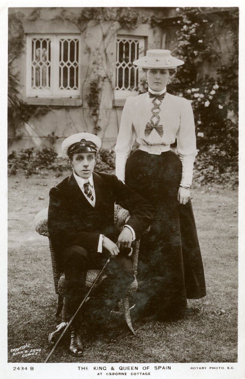 Kongen og Dronningen af Spanien i Osborne Cottage, Isle of Wight, c1906-c1919 af Unbekannt