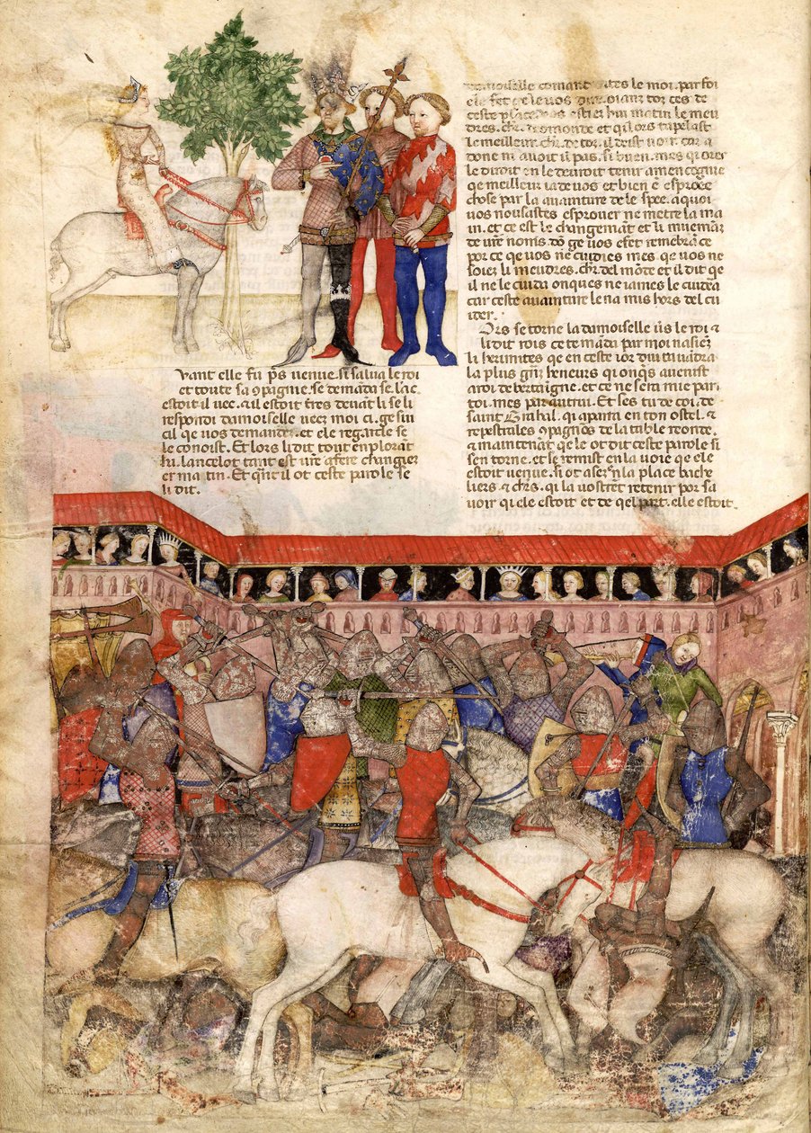 The Knights of the Round Miniature fra The Quest for the Holy Grail and the Death of Arthur, ca 1220 af Unbekannt
