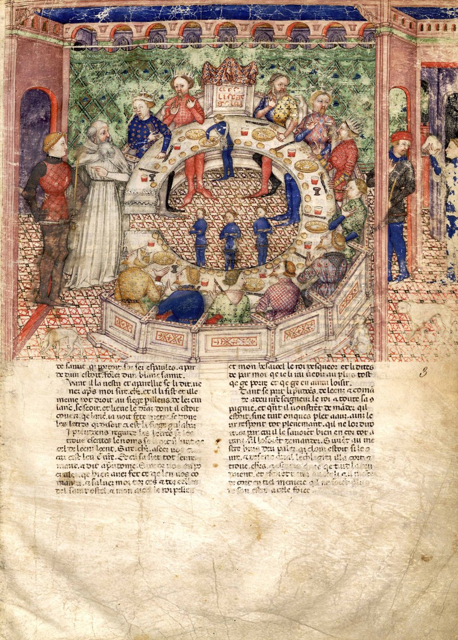 The Knights of the Round Miniature fra The Quest for the Holy Grail and the Death of Arthur, ca 1220 af Unbekannt