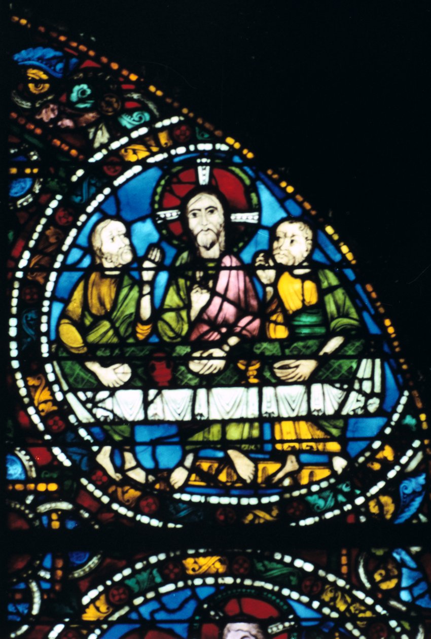 Den sidste nadver, farvet glas, Chartres Cathedral, Frankrig, 1194-1260 af Unbekannt