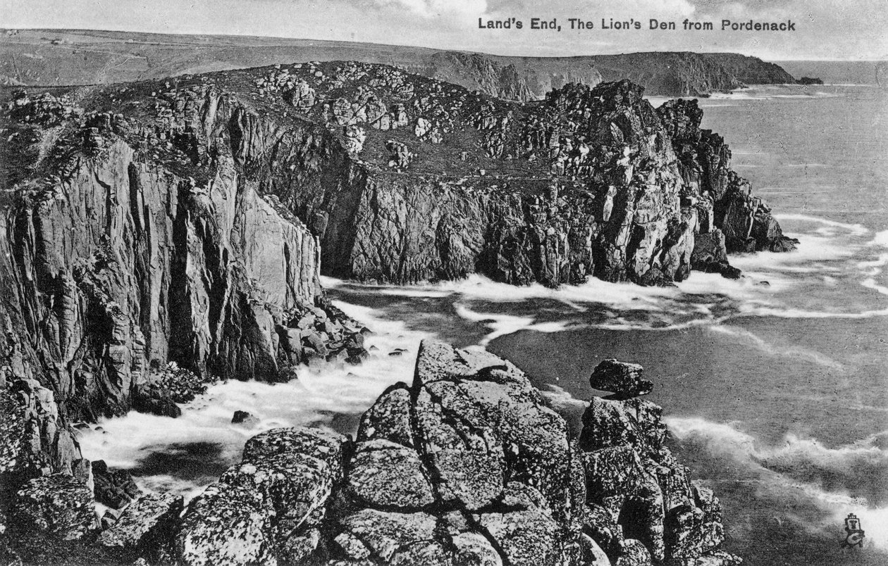 The Lions Hule fra Pordenack, Lands End, Cornwall, begyndelsen af det 20. århundrede af Unbekannt