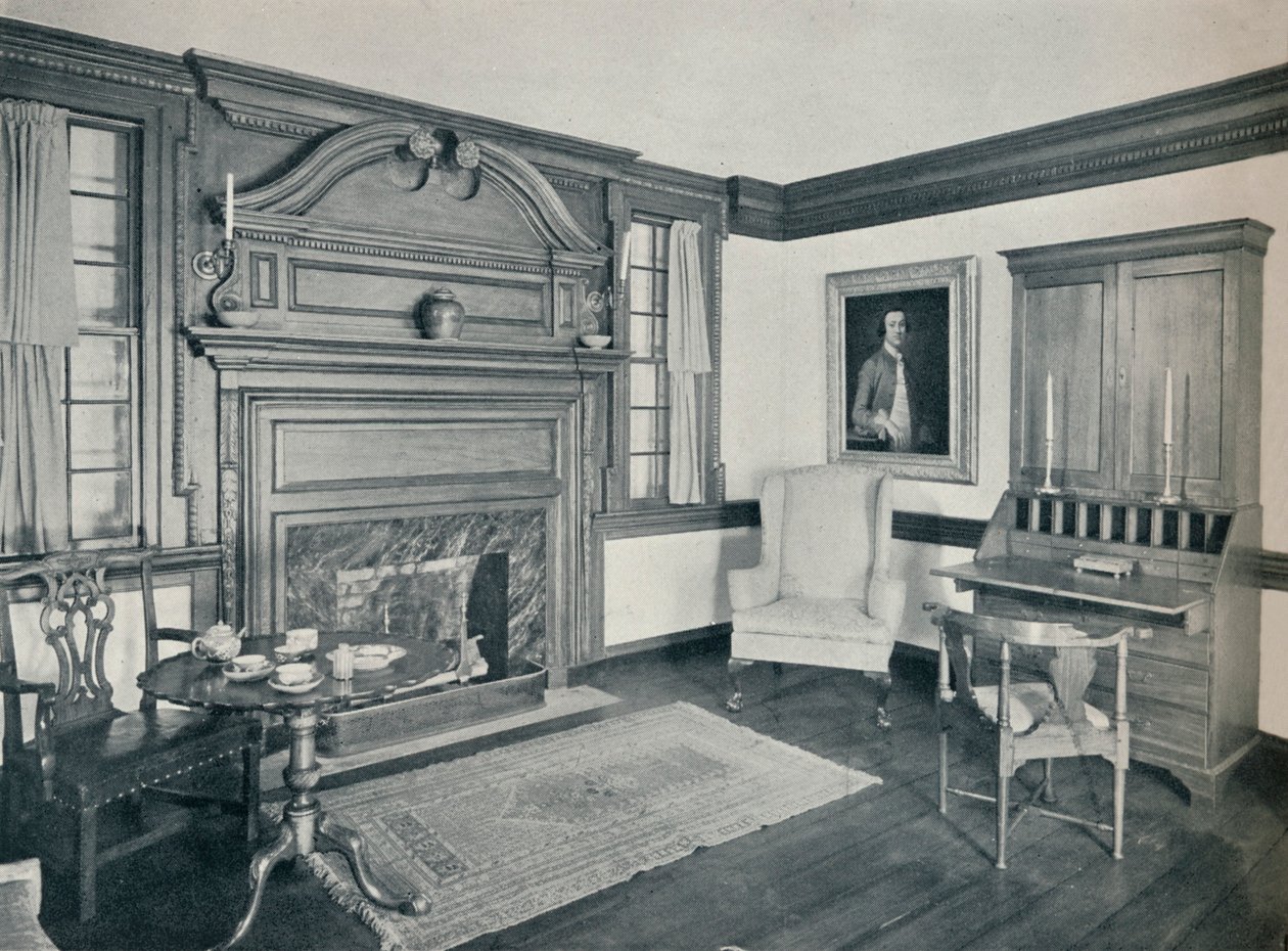 Stuen i Francis Corbin House, i Edenton, bygget i 1758, 1930 af Unbekannt