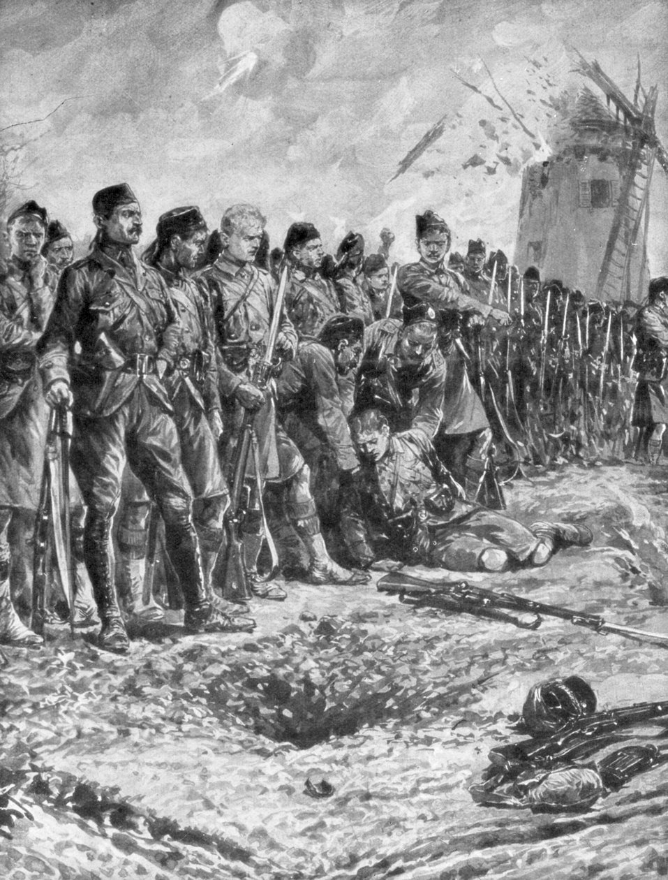 Londons skotske territorialregiment reformerer deres linje under beskydning, 31. oktober 1914, 1926 af Unbekannt