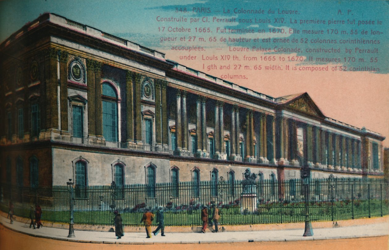 Louvre Palace søjlegang, Paris, c1920 af Unbekannt