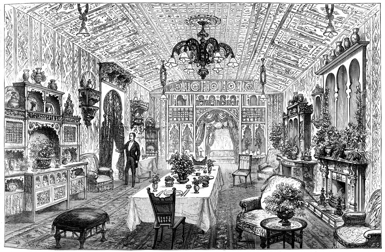 The Luncheon Room at the Town Hall, Birmingham, West Midlands, 1887 af Unbekannt