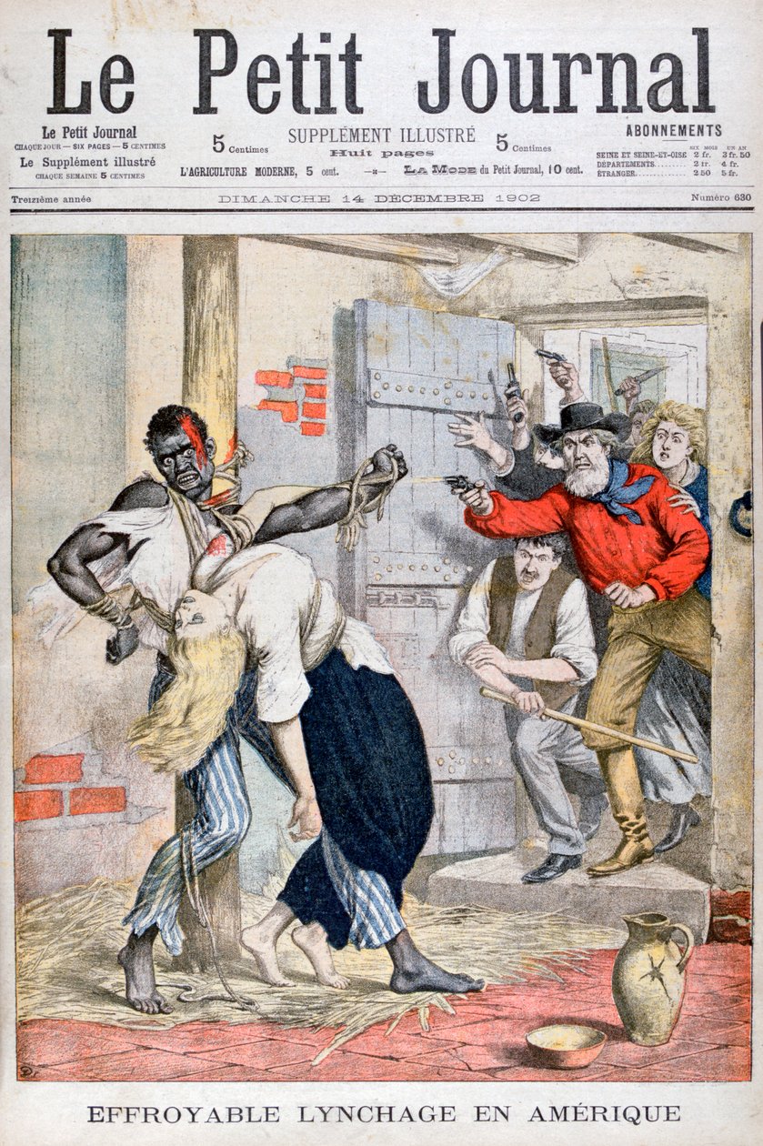 Lynchingen i et fængsel af en sort mand og mordet på en hvid kvinde bundet til ham, 1902 af Unbekannt