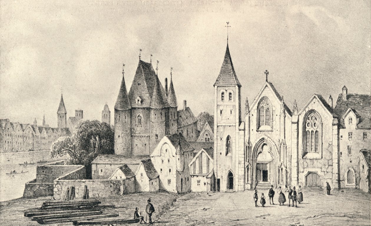 Maison du Lieutenant og Church of St Landry i 1540, 1915 af Unbekannt
