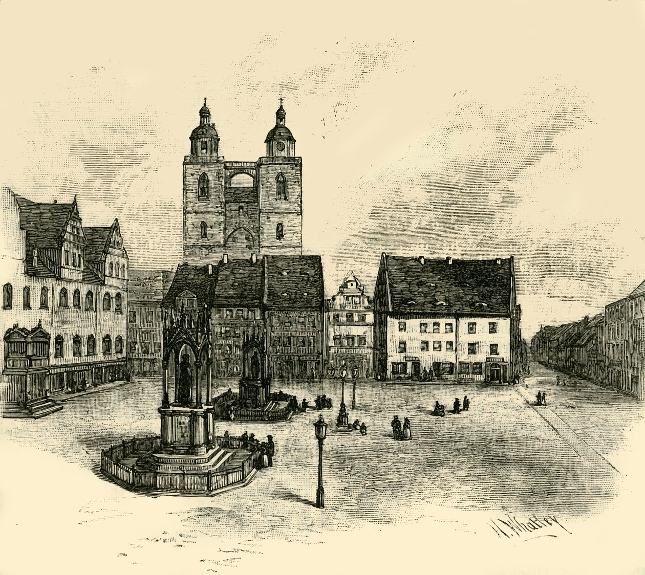 Markedspladsen, Wittenberg, 1890. af Unbekannt