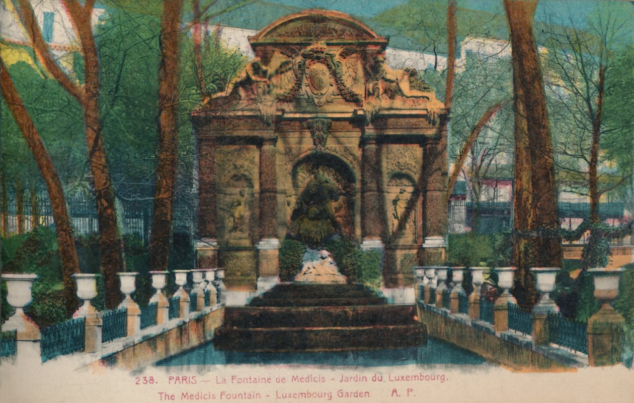 Medici-fontænen - Jardin du Garden i Luxembourg, Paris, c1920 af Unbekannt