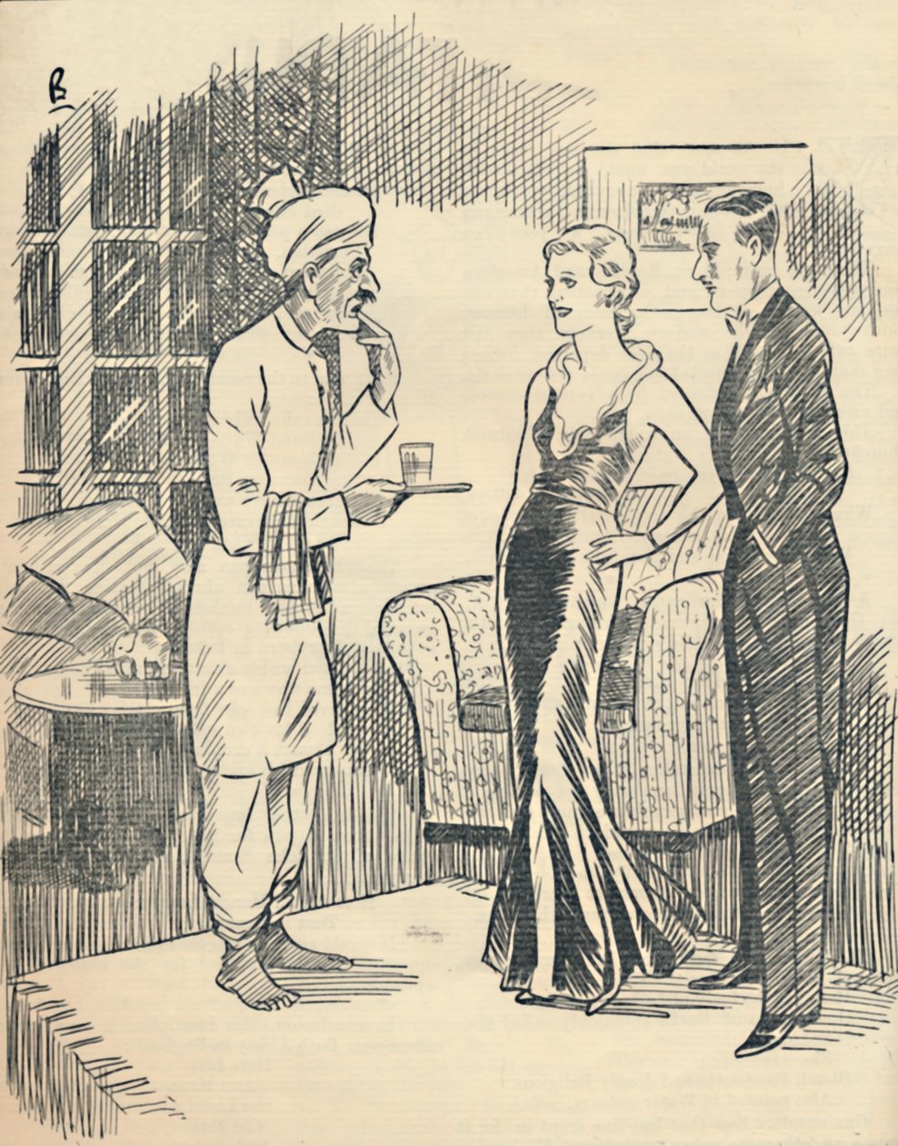 The Memsahib lufter hendes nyerhvervede Hindustani..., 1936. af Unbekannt