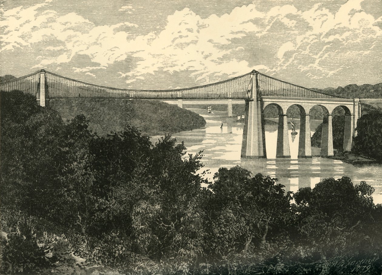 Menai Suspension Bridge, 1898. af Unbekannt