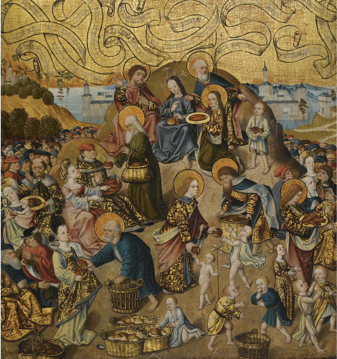 Miraklet med de fem brød og to fisk, ca. 1500 af Unbekannt